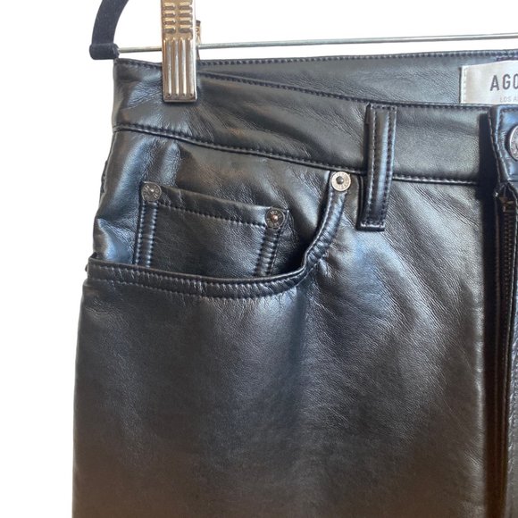 NWT AGOLDE Recycled Leather Mid Rise Relaxed Boot Pants - Picture 5 of 16